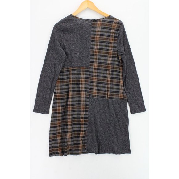 Mo:vint Anthropologie Dress Tunic Womens Gray Plaid Pullover Long Sleeve Small S - Picture 7 of 9